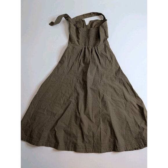 By Anthropologie Zip-Front Halter Corset Dress Green Size Medium Midi - Picture 12 of 13